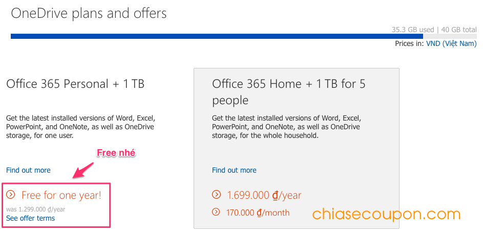 OneDrive Plans and Offers