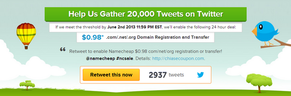 retweet unlock coupon namecheap