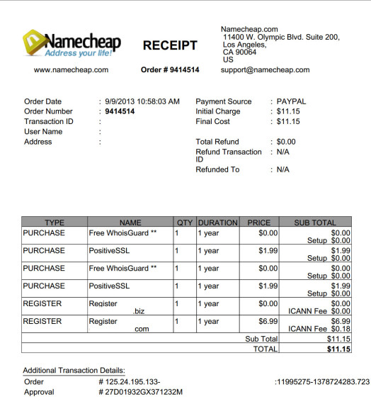 thanh toan namecheap