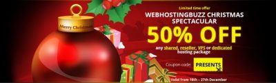 Webhostingbuzz giảm giá 50% Giáng sinh, free domain đi kèm