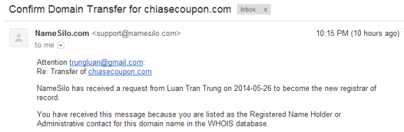 Confirm Domain Transfer