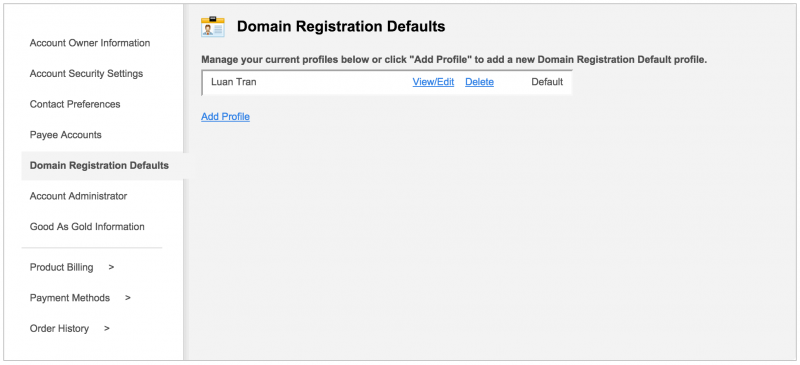 Domain Registration Defaults