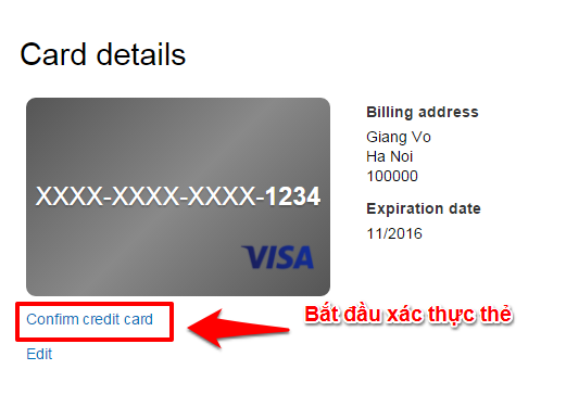 Nhan Confirm credit card