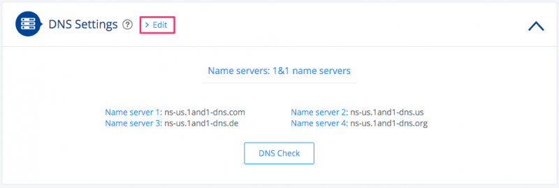 1and1 DNS Settings