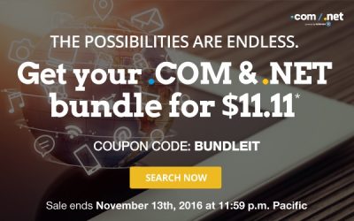 Đăng ký bộ đôi .COM và .NET, giá chỉ 11.11$ cuối tuần này