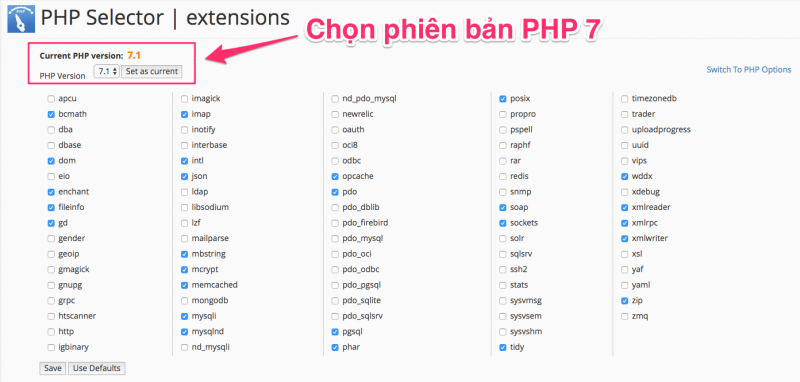Kích hoạt một số extension cần thiết ở PHP-7