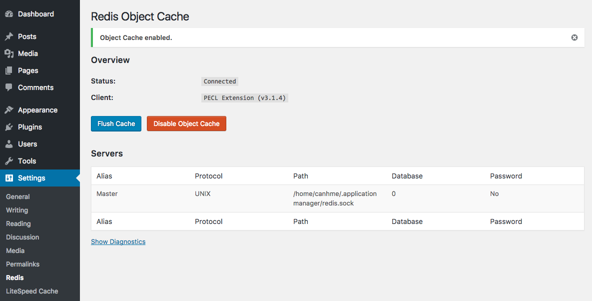 Cache enabled. Кэш сайта плагин. Object cache Pro WORDPRESS.