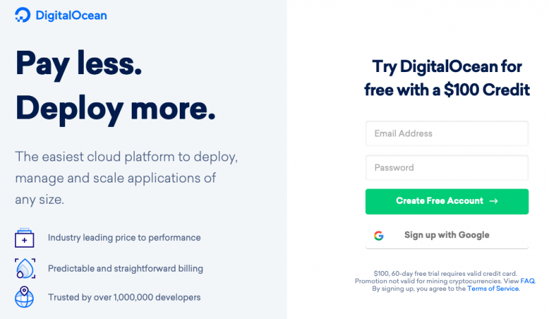 Đăng ký dùng thử và nhận ngay 100$ từ DigitalOcean