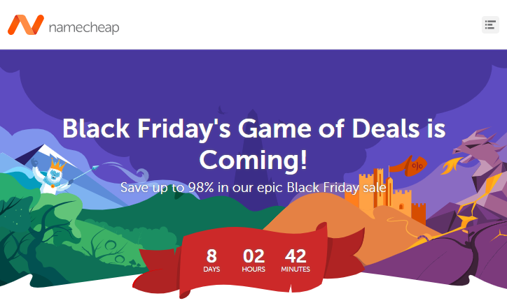 Namecheap bật mí khuyến mại Black Friday – Giảm tới 98%