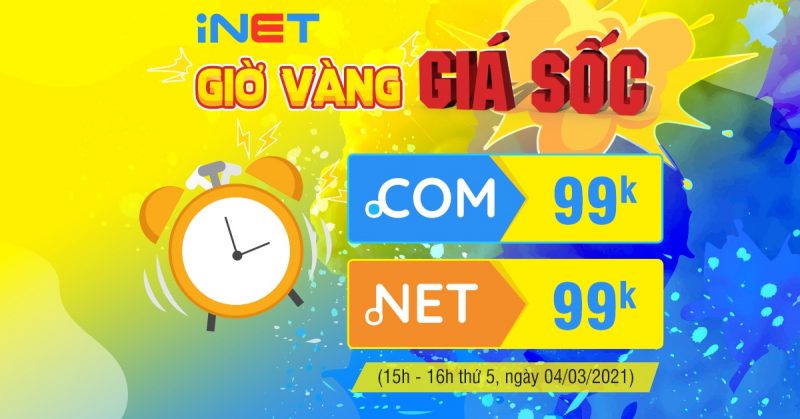 Giờ vàng giá sốc, tên miền .COM, .NET giá chỉ 99K tại iNET