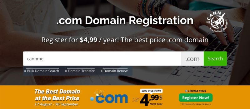 Tên miền .COM chỉ 4.99$ tại Atak Domain