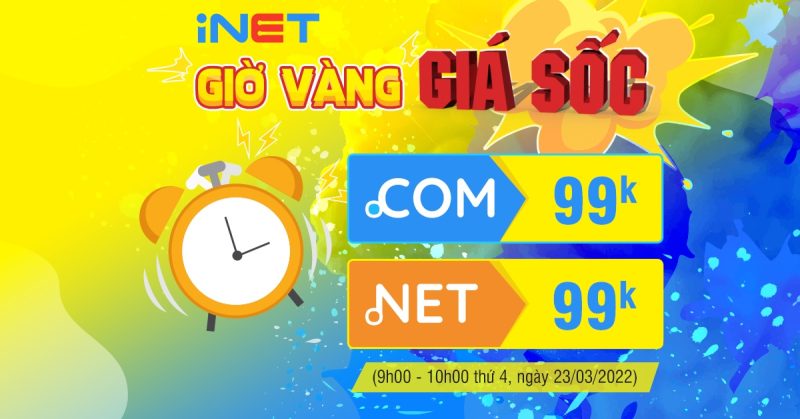 iNET tiếp tục 50 tên miền .COM & .NET giá sốc chỉ 99k